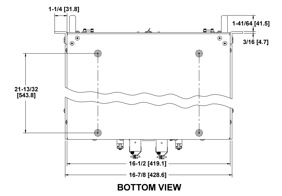 BOP 2X (Dual Channel) Bottom View Dimensions