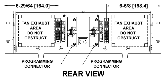 BOP 2X (Dual Channel) Rear View Dimensions