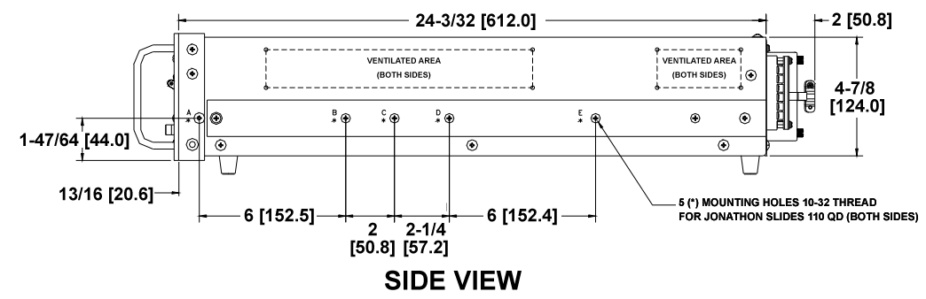 BOP 2X (Dual Channel) Side View Dimensions