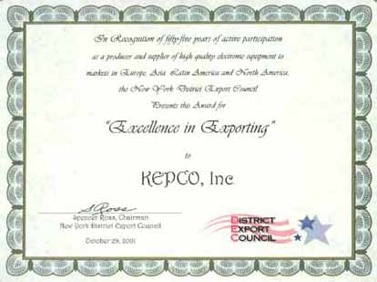 Kepco Receives Award From Export Council