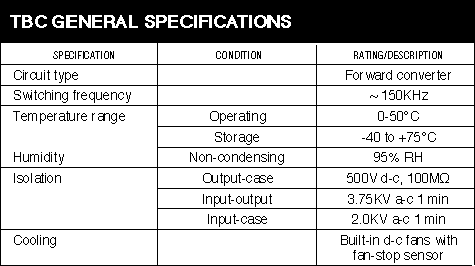TBC General Specifications